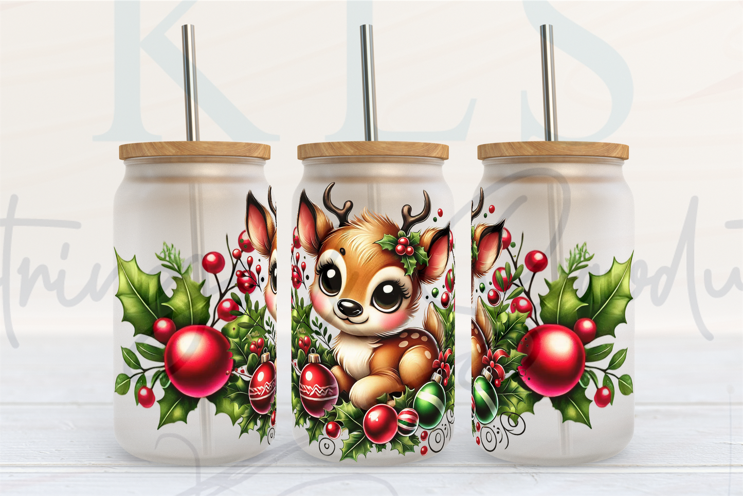 13Y Christmas Reindeer UV DTF Wrap