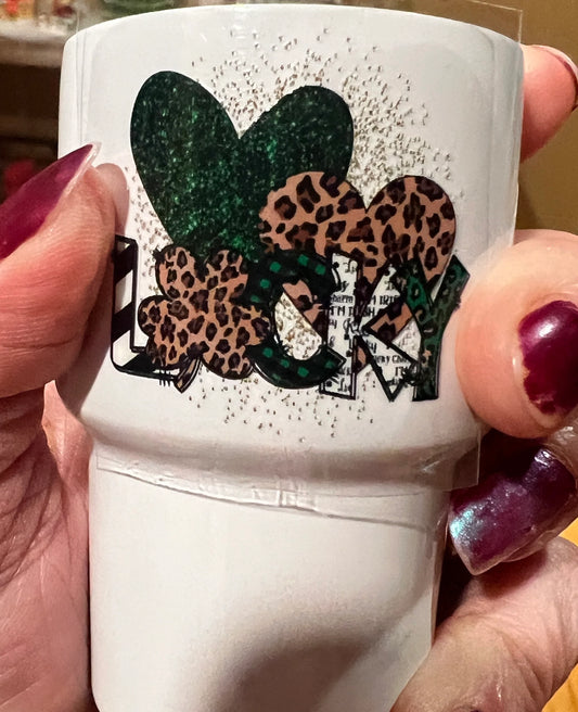 Mini Lucky Hearts Shamrock 1.4” Tall UV DTF Decal