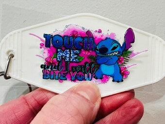 Keychain Touch Me And I’ll Bite UV DTF Decal