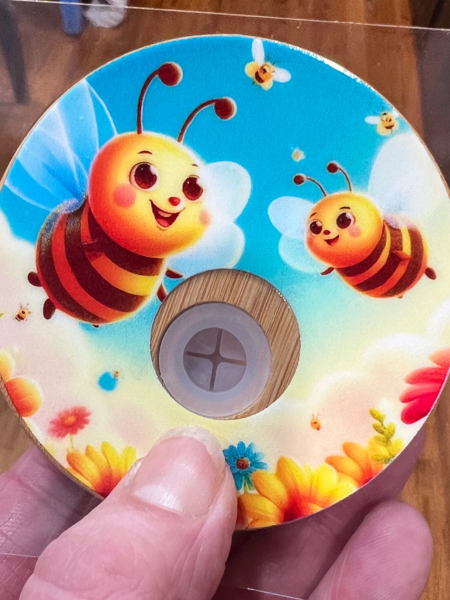 Bees In Floral Field UV DTF Lid/Cup Topper