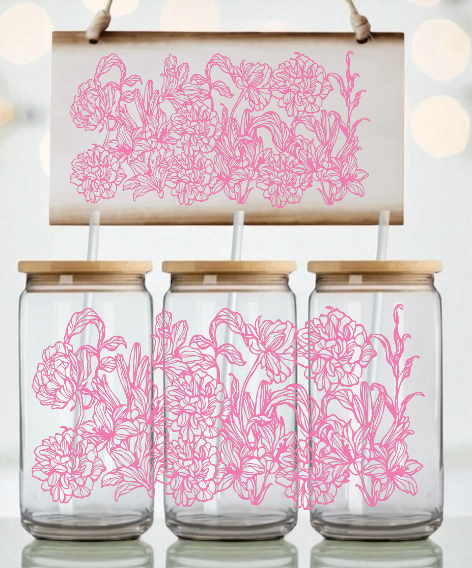 Intricate Floral Libbey UV DTF Wrap