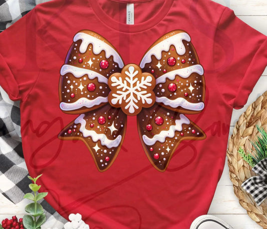 Gingerbread Coquette Bow Gumdrop Christmas DTF Ready To Press