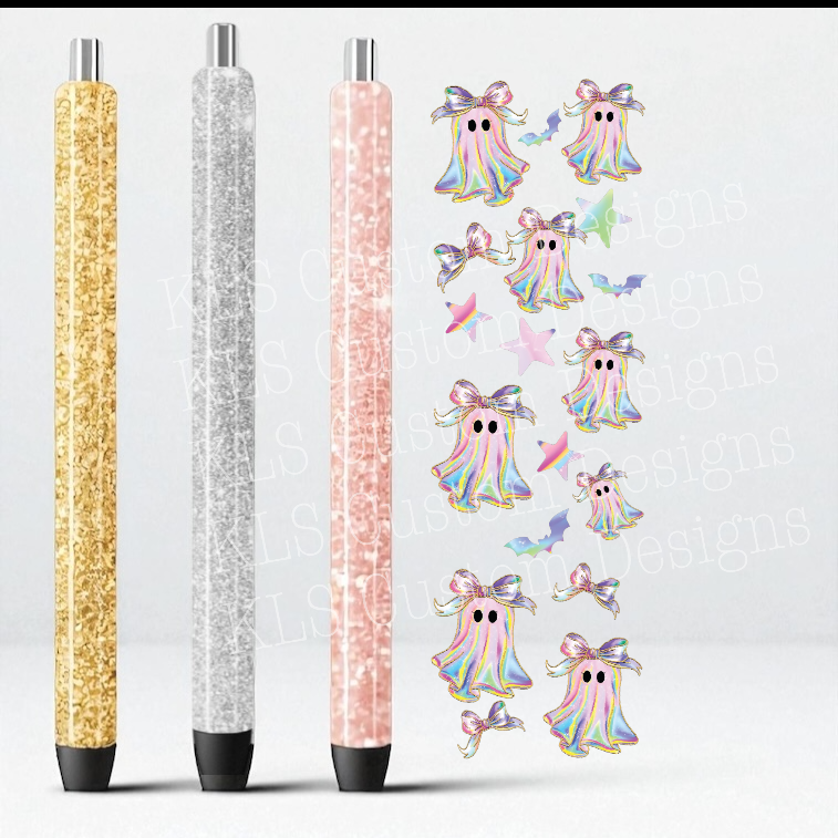 1P Rainbow Ghost Bow UV DTF Pen Wrap