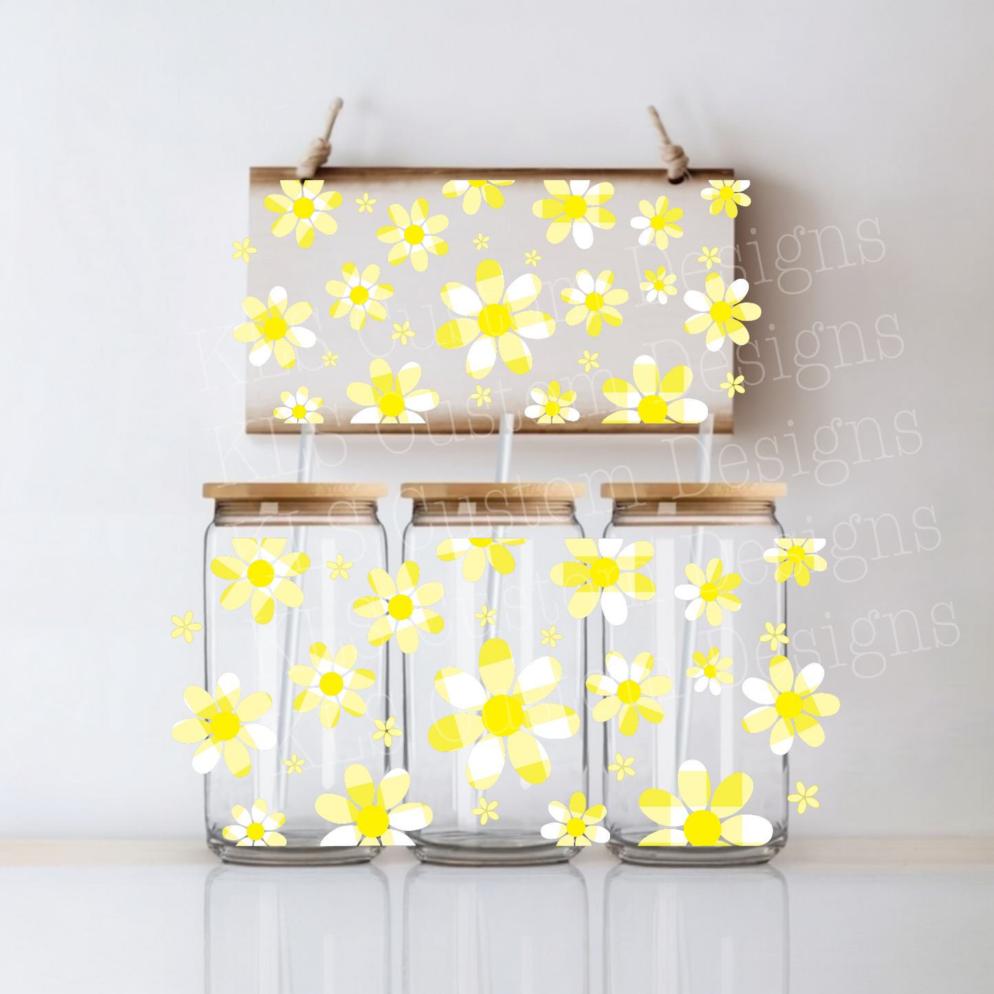 B3 Gingham Daisies UV DTF Wrap