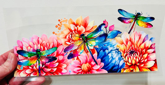 P4 Dragonfly Dahlia Floral UV DTF Wrap