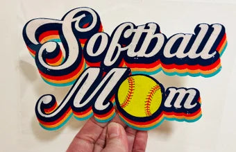 9B Retro Softball Mom 4” Tall UV DTF Decal