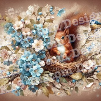 Squirrel In Tree Nest 20 Oz Skinny Permanent Vinyl