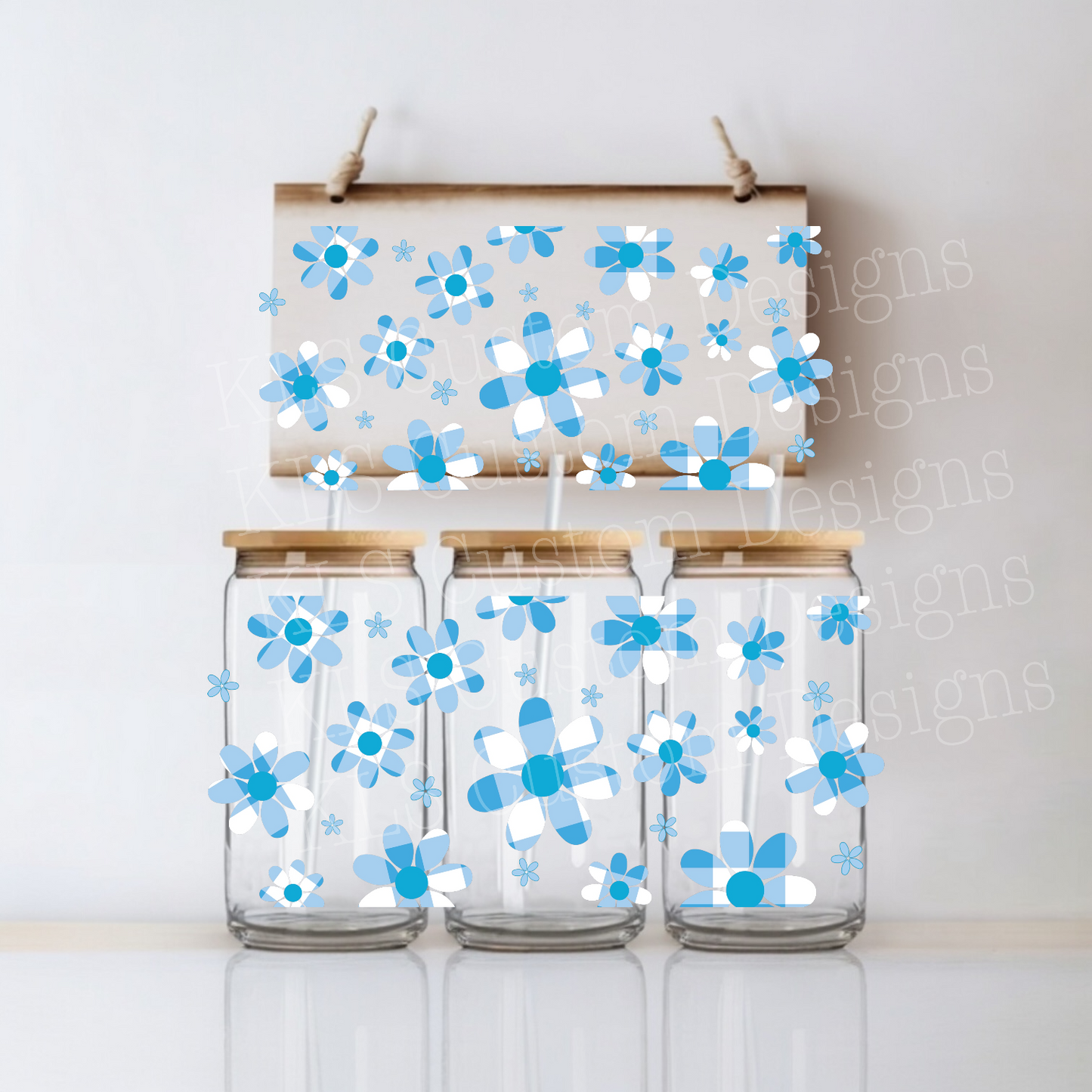 B3 Gingham Daisies UV DTF Wrap