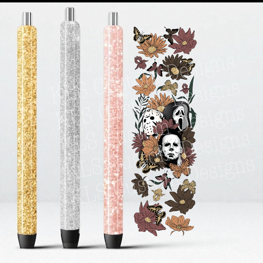 5P Horror Butterfly Floral Halloween UV DTF Pen Wrap