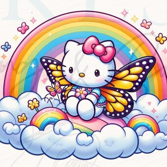 Sitting On Rainbow Butterfly Kitty 20 Oz Skinny Permanent Vinyl