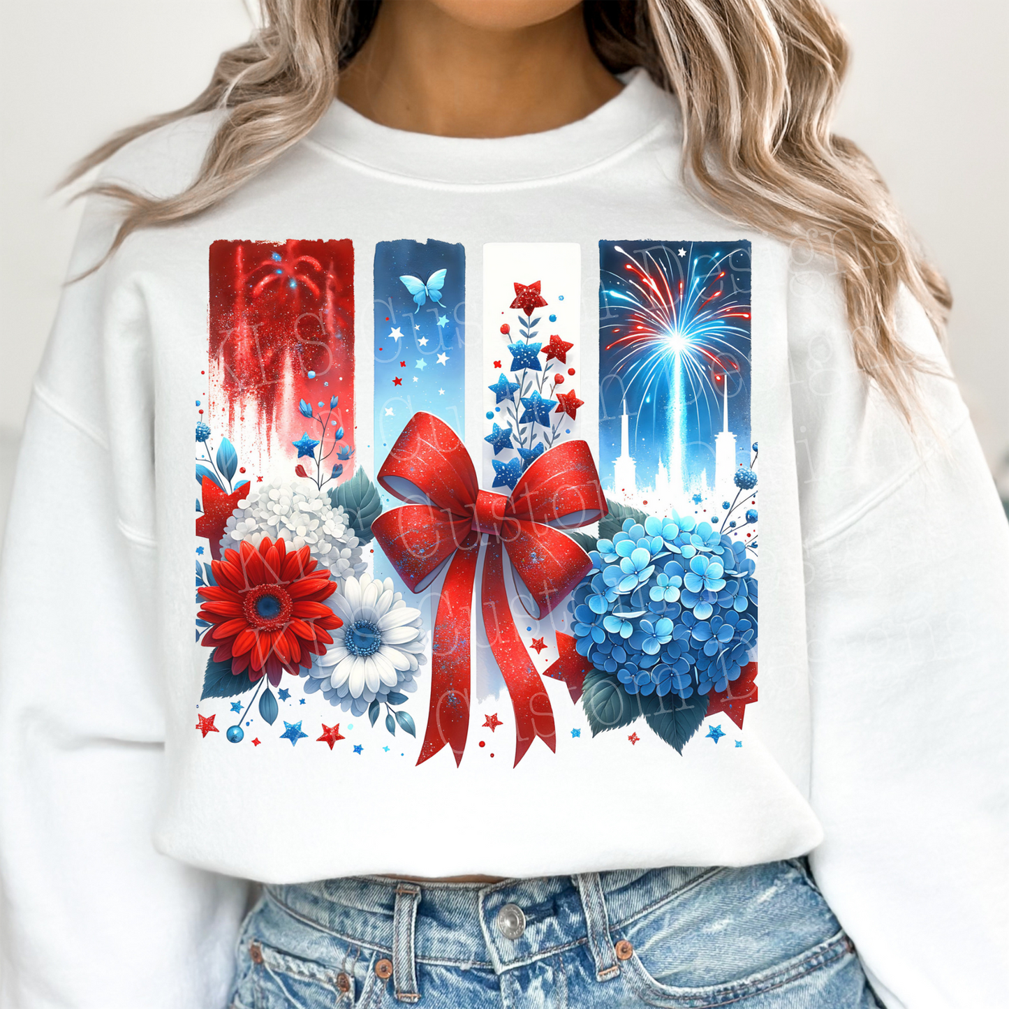 Red White Blue Coquette Bow Ready To Press DTF Print