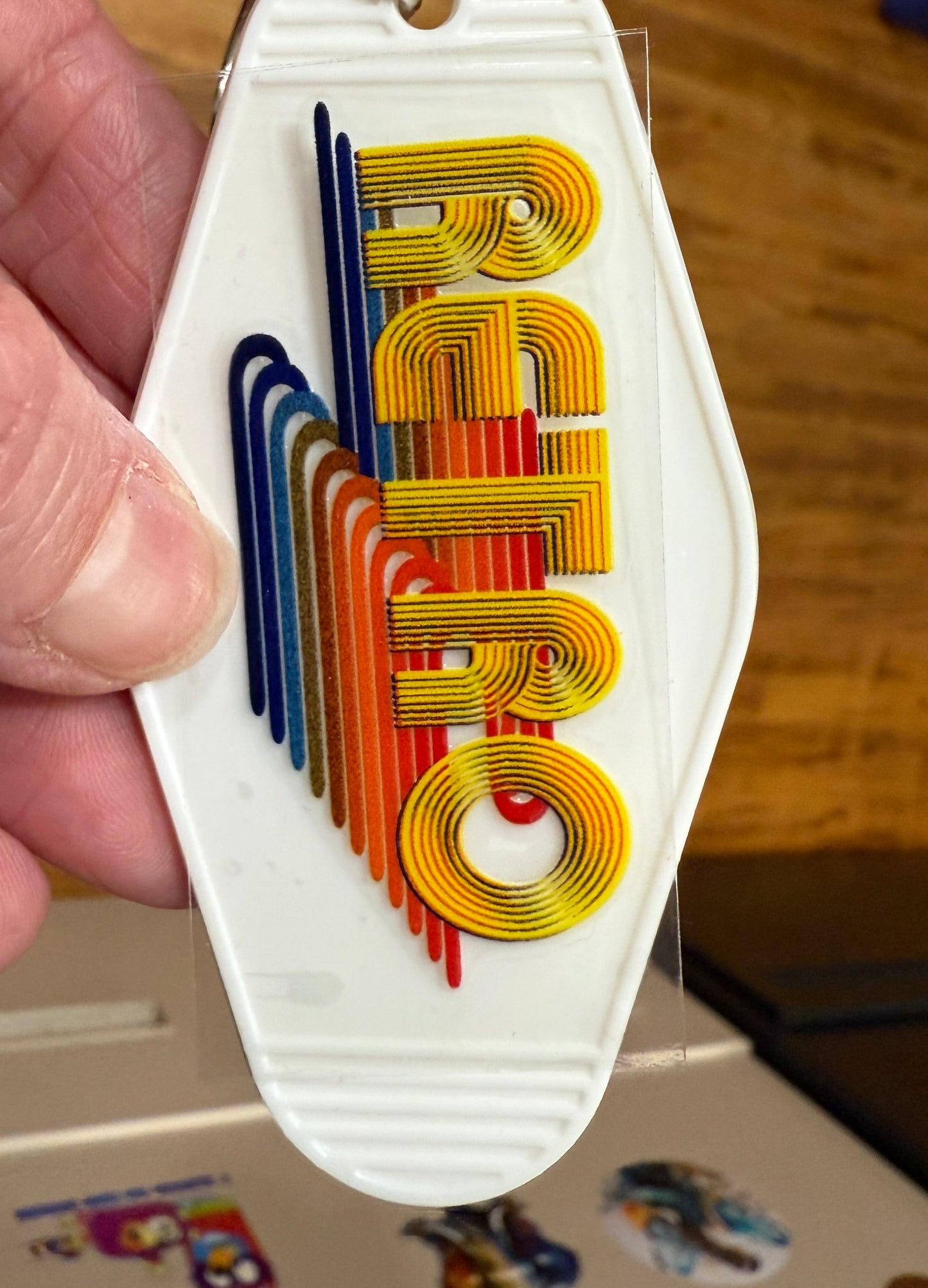 Keychain Retro Wave UV DTF Decal