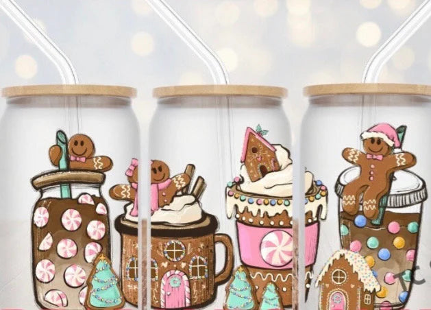 6Y Christmas Pink Gingerbread Men UV DTF Wrap