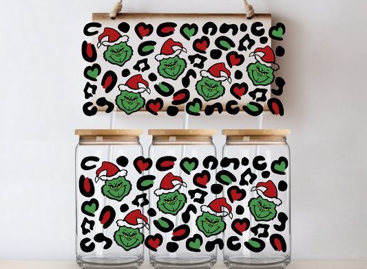 3G Christmas Cheetah Libbey UV DTF Wrap