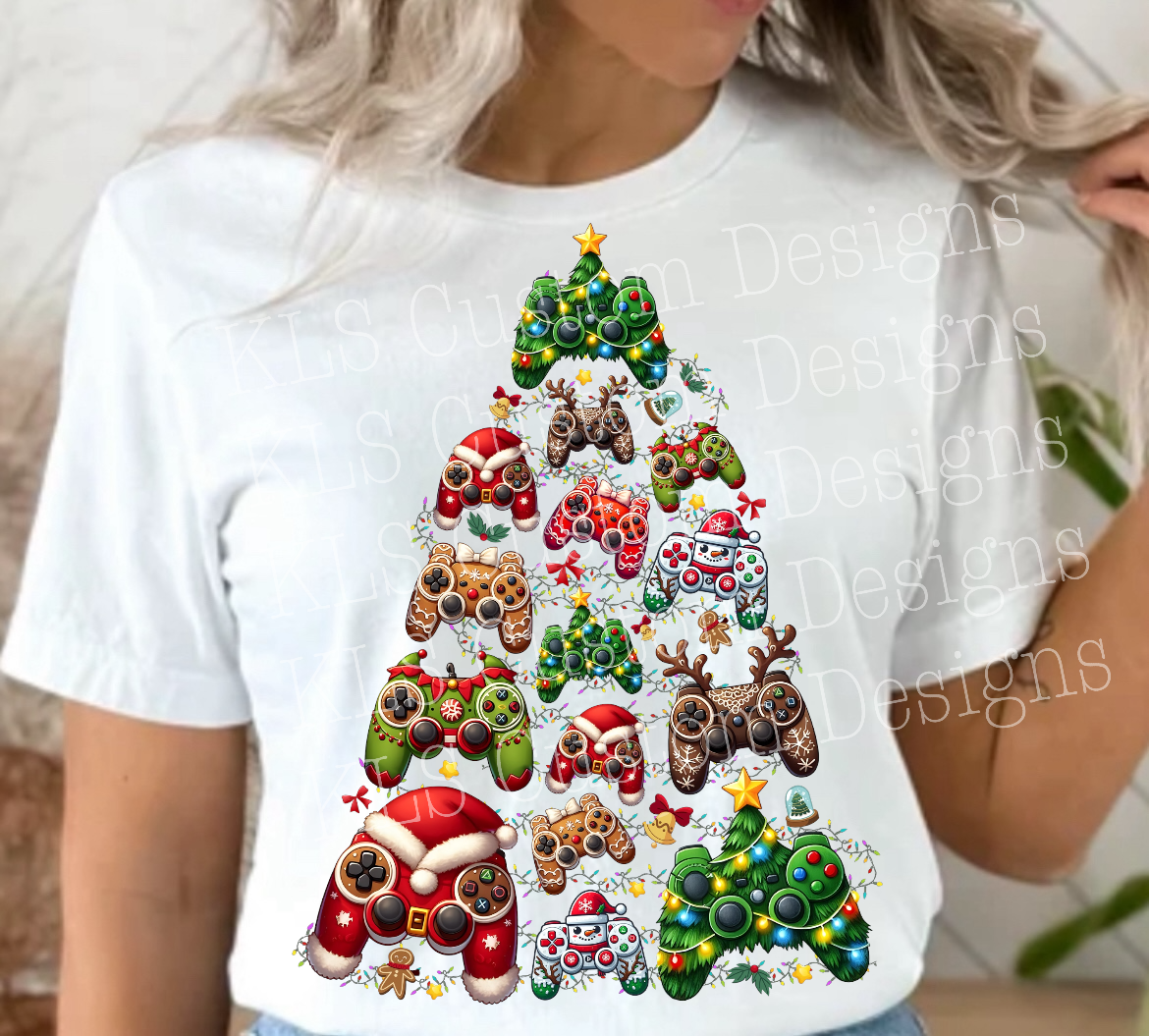Video Game Christmas Tree Ready To Press DTF Print