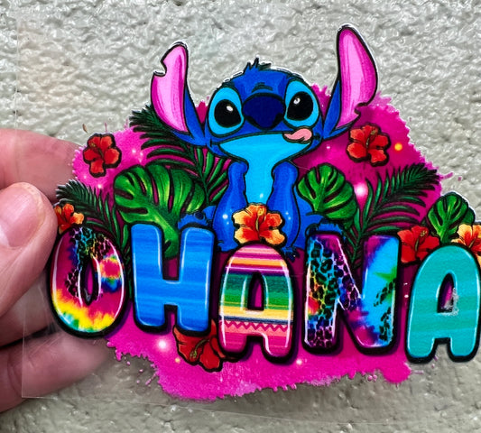 1Y Blue Alien in Floral 3.5” Tall UV DTF Decal