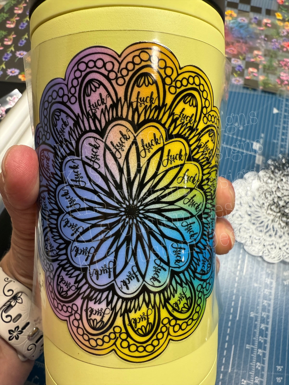 Hidden Messages Mandala Fuck 4”UV DTF Decal