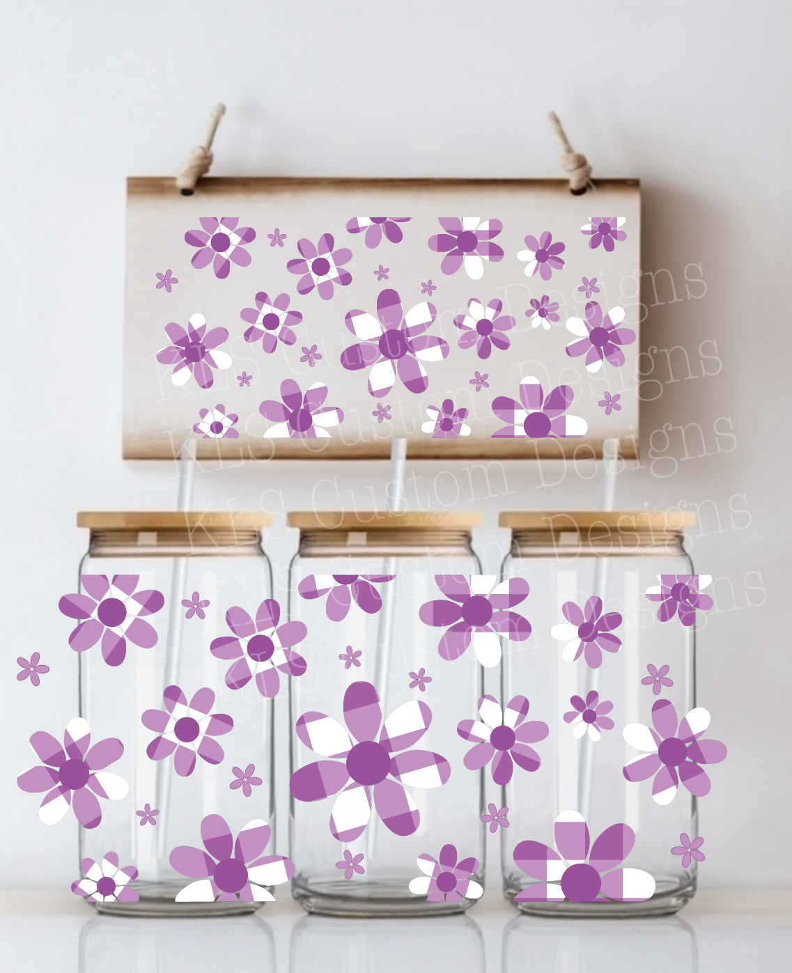 B3 Gingham Daisies UV DTF Wrap