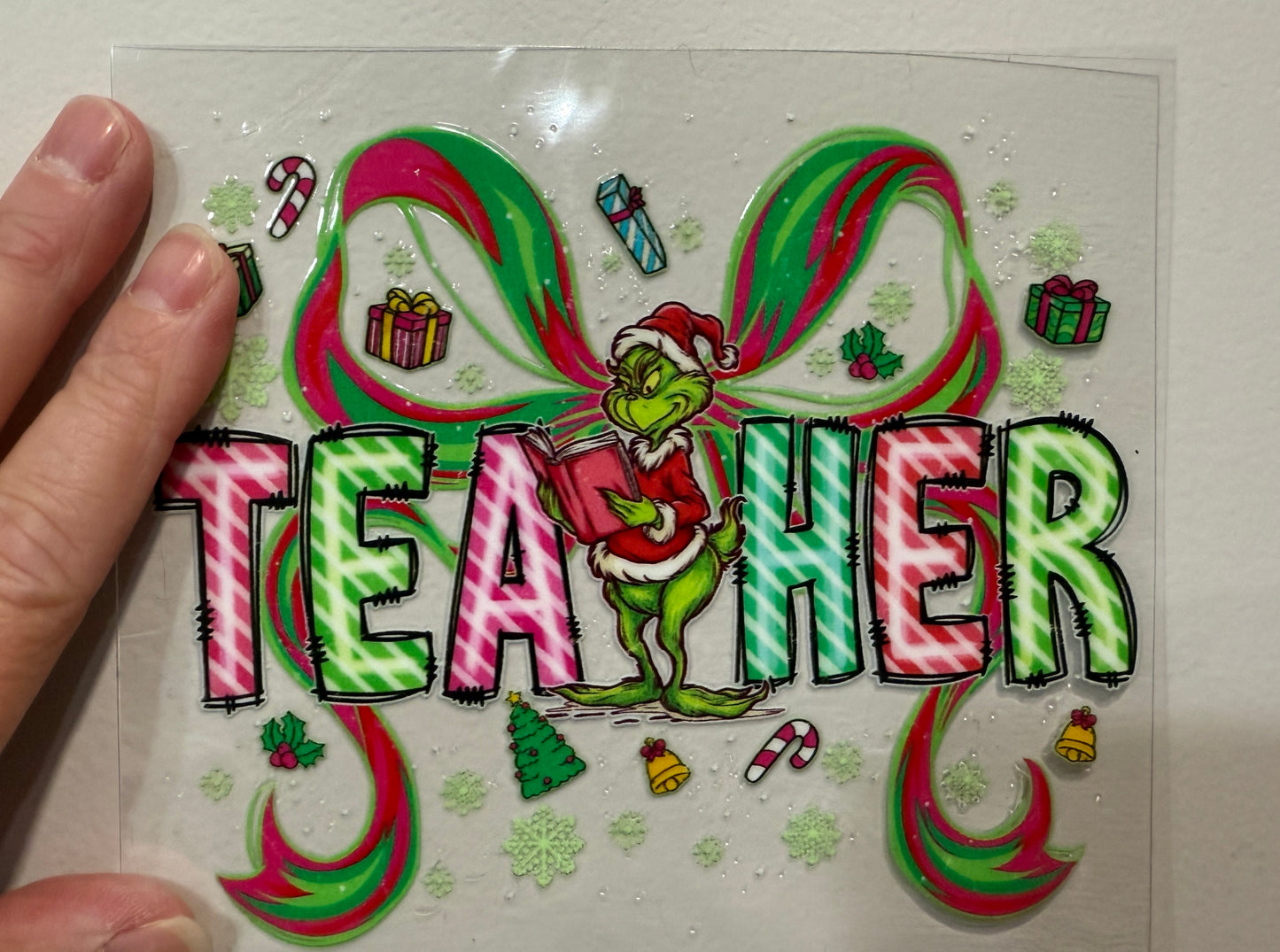 21P Teacher Christmas Bow 4” Tall Decal