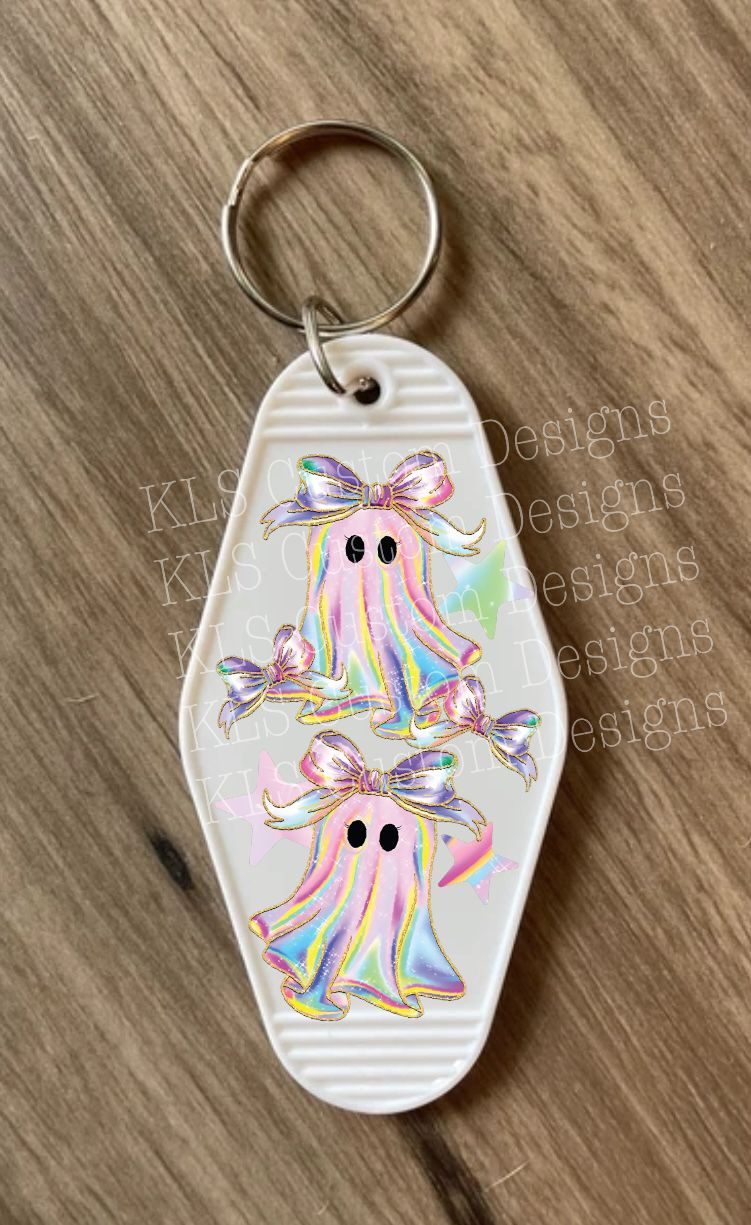 Keychain Rainbow Ghost Bow UV DTF Decal