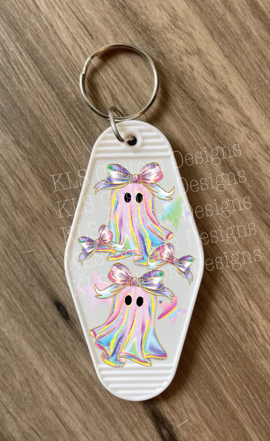 Keychain Rainbow Ghost Bow UV DTF Decal