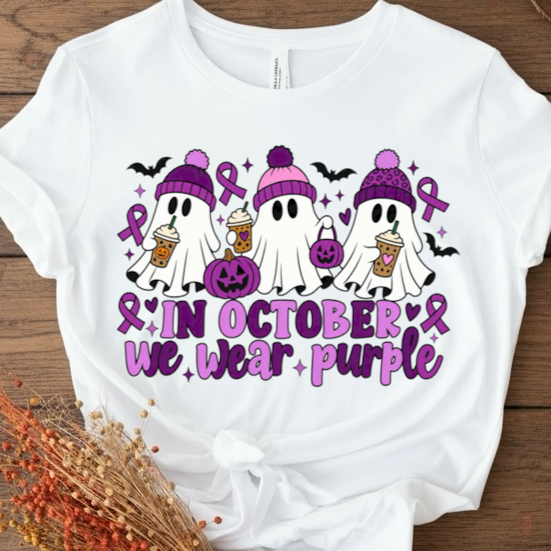 In October We Wear Purple Ready to Press DTF Print
