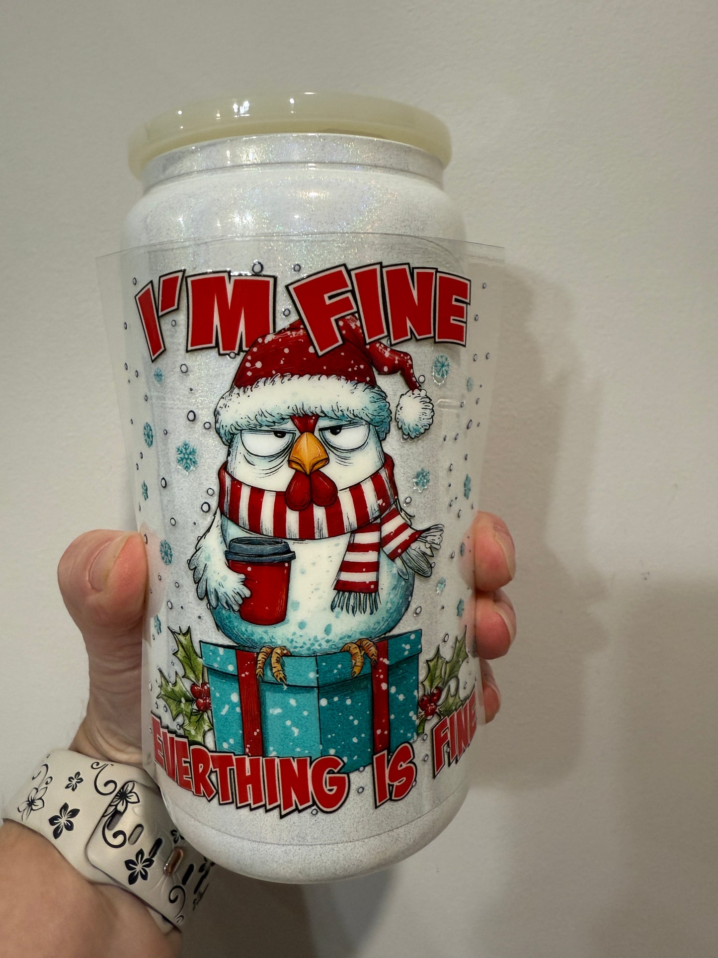 23P I’m Fine Everything Is Fine Chicken 4” Tall UV DTF Decal