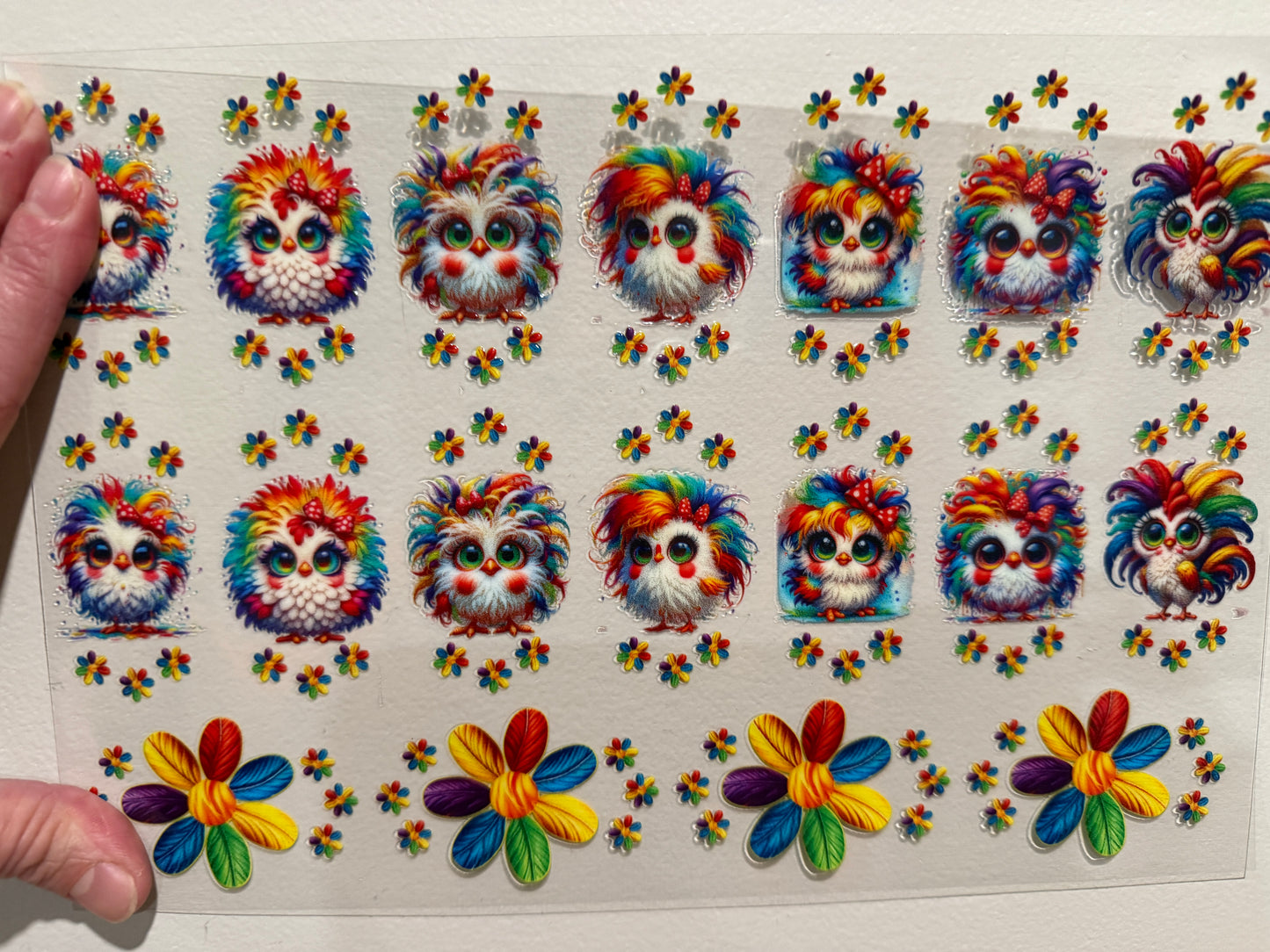 1B Keychain Colorful Chickens Clip Sheet - This sheet is intended to be cut up and placed using your own creative style.