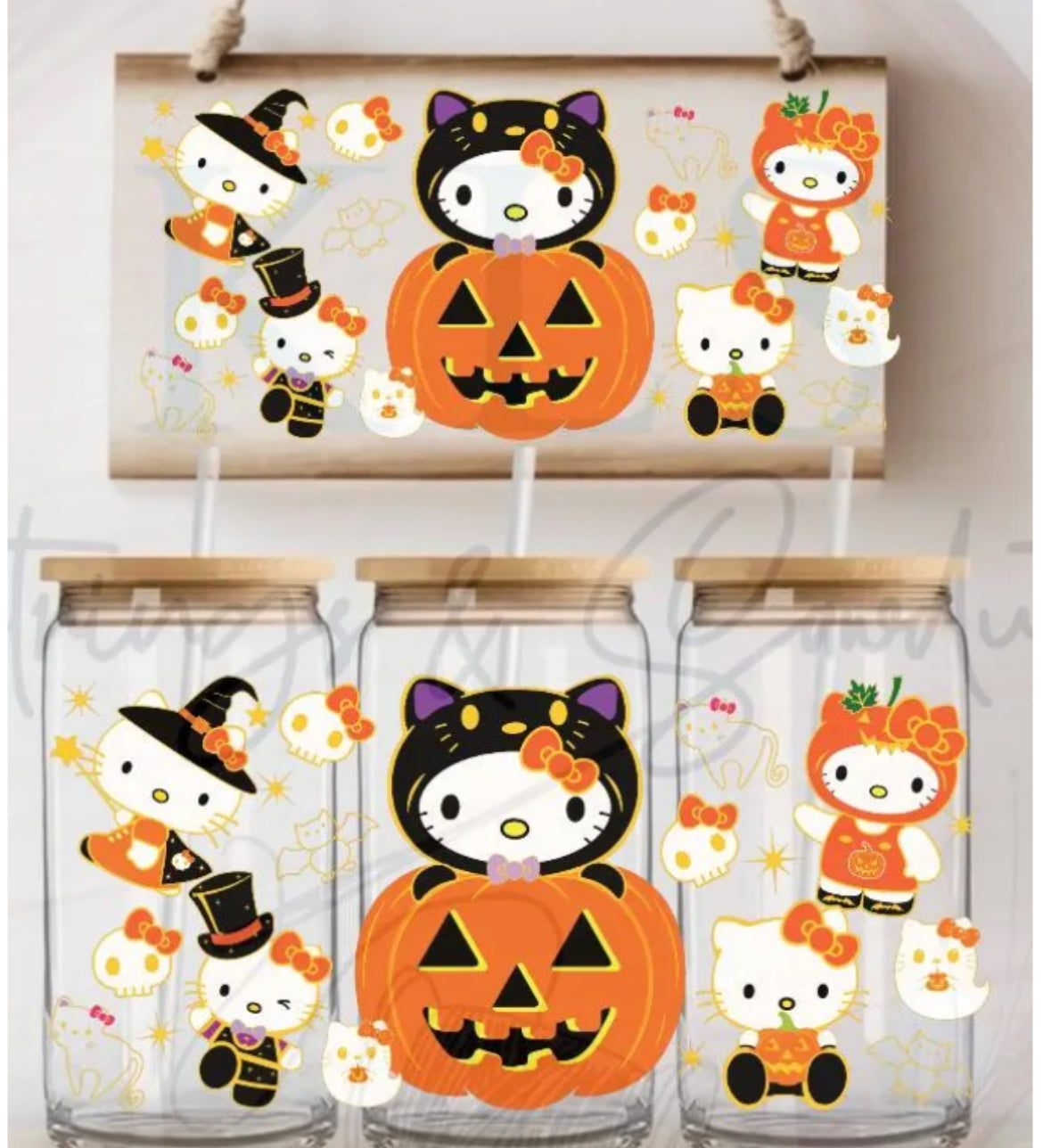 14G 40 OZ Halloween Kitty UV DTF Wrap