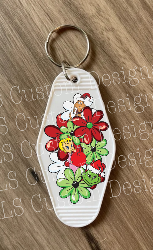 Keychain Christmas Floral Grouch UV DTF Decal