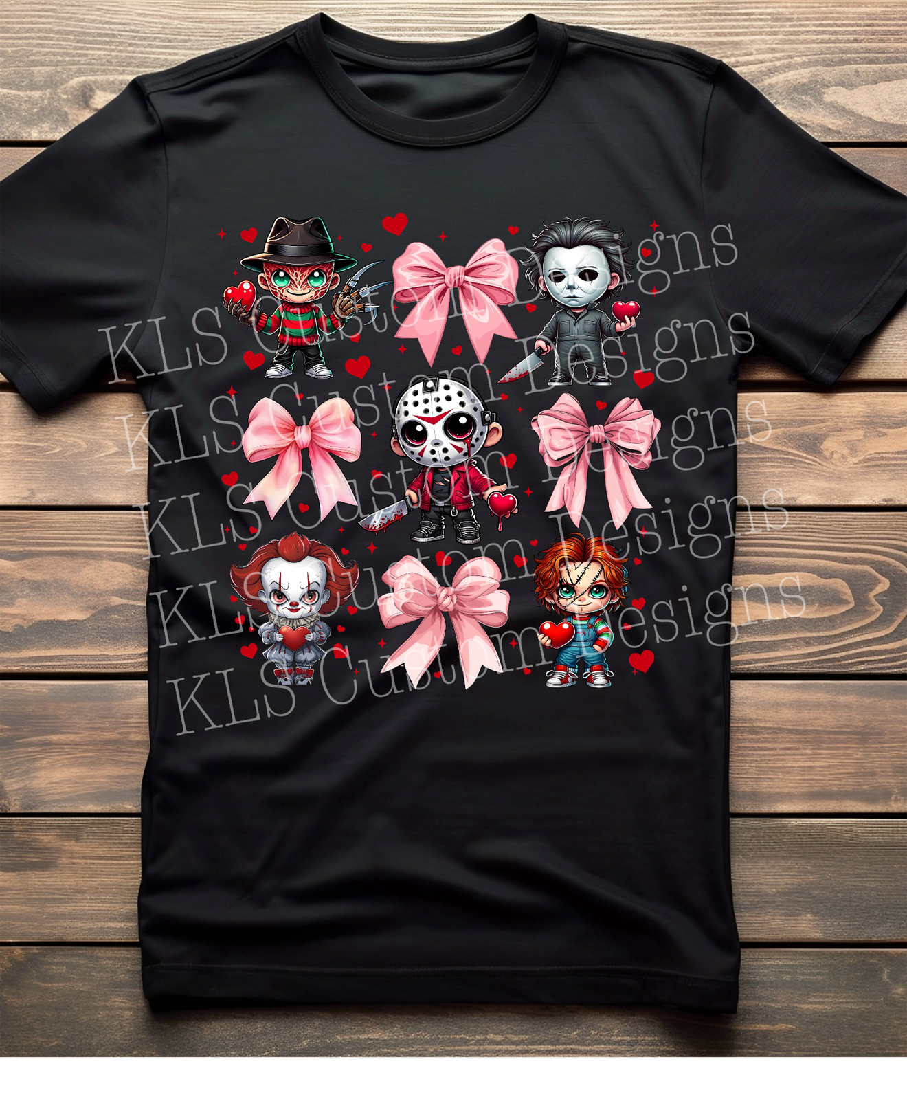 Valentine Horror Bows Ready To Press DTF Print