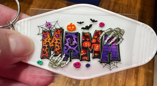 Keychain Mama Skeleton Hands  UV DTF Decal