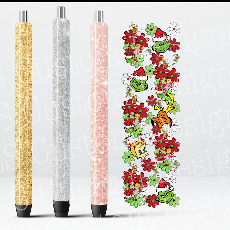 16B Christmas Floral Grouch UV DTF Pen Wrap