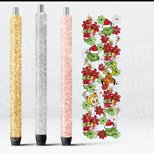 16B Christmas Floral Grouch UV DTF Pen Wrap