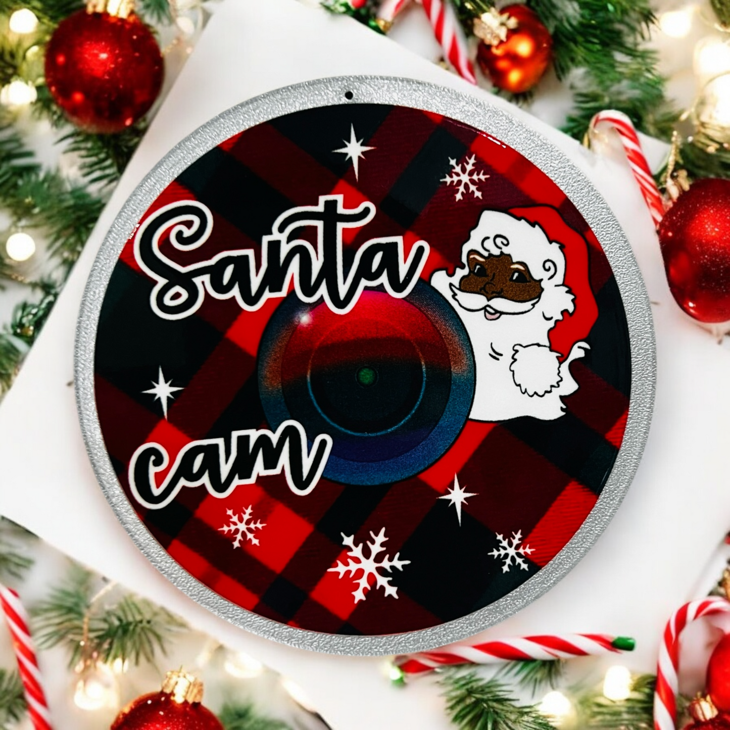 Santa Cam 3D Printed Sign With UV DTF Image