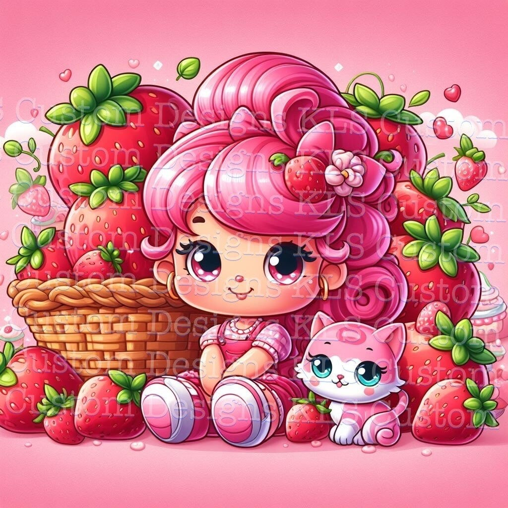 Strawberry With Pink Hair 20 Oz Skinny Permanent Vinyl