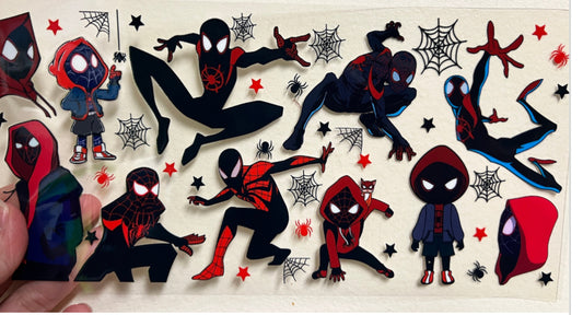 Y7 Multiple Spider Poses UV DTF Wrap