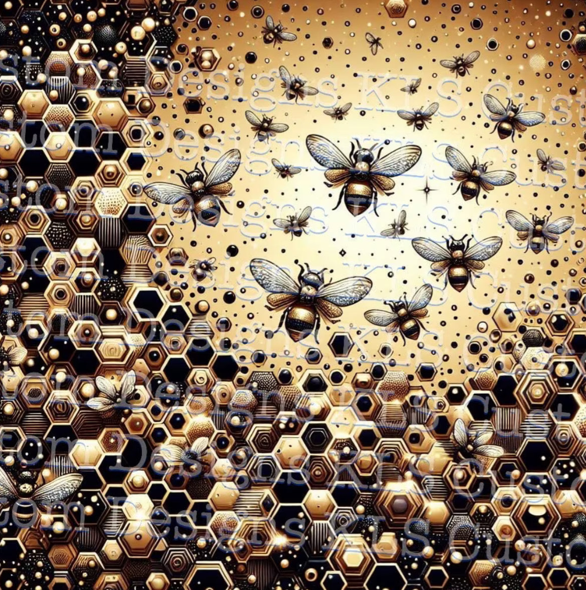 Gold And Black Metallic Bee Hive 20 Oz Skinny Permanent Vinyl