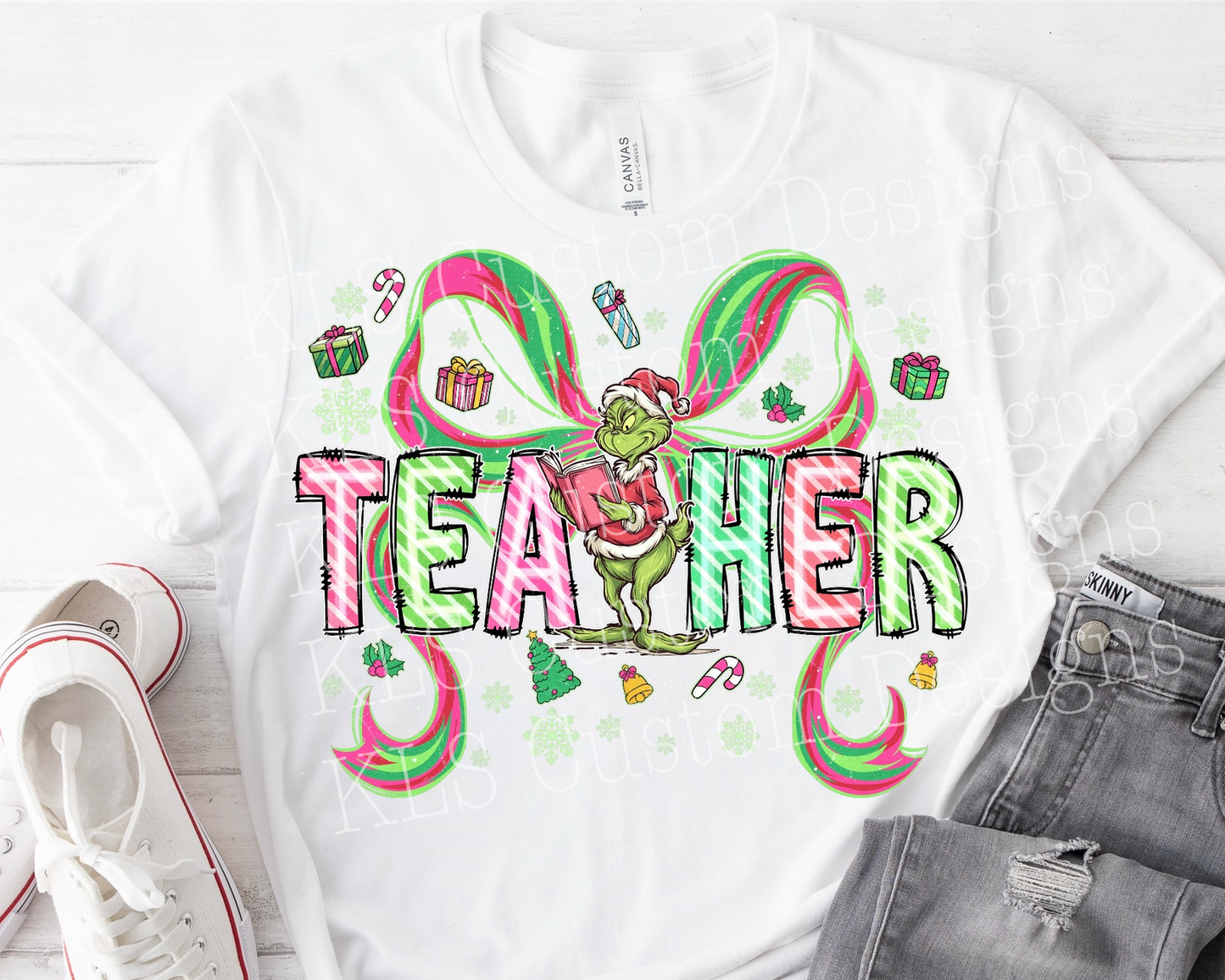 Festive Teacher Bow Ready To Press DTF Print