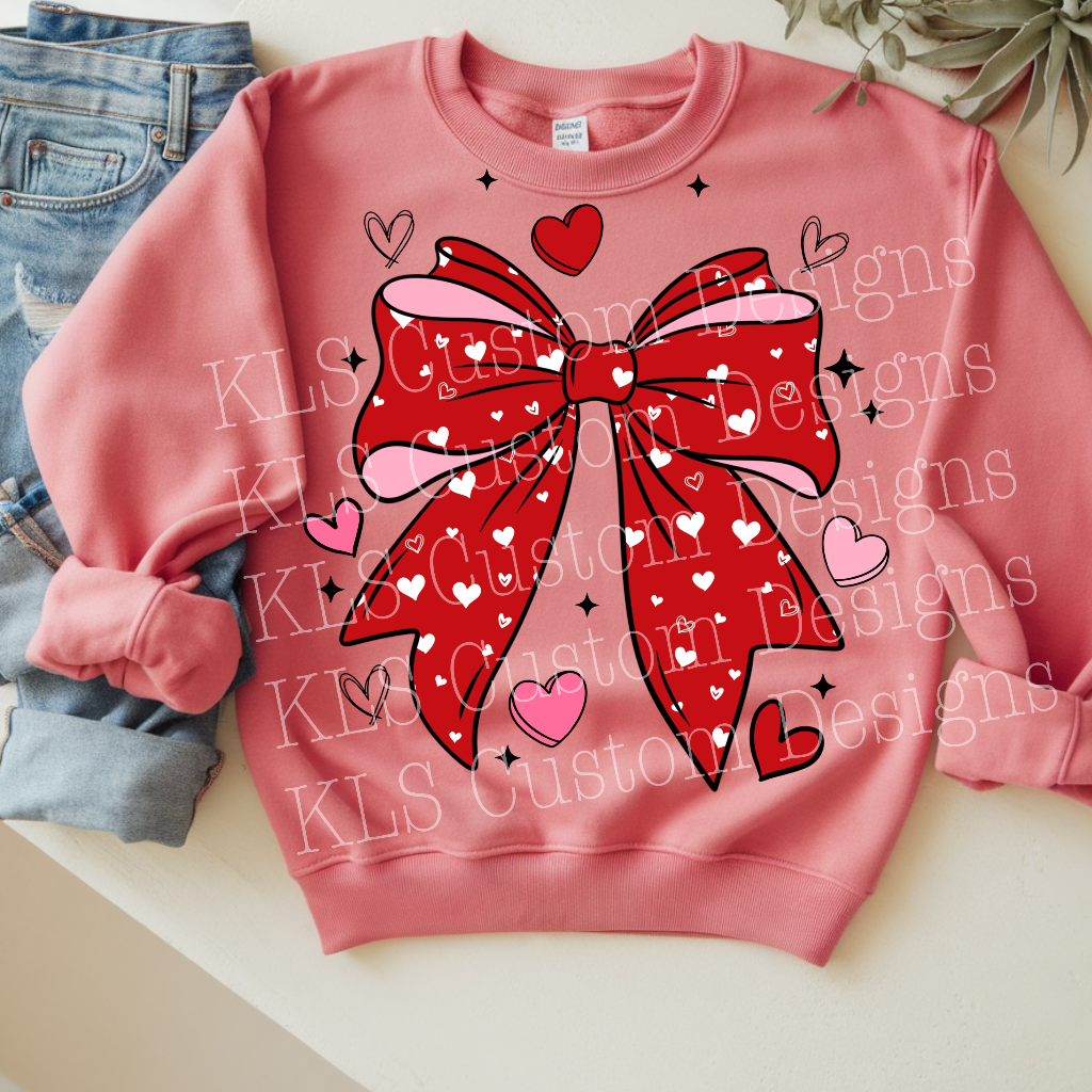 Pink/Red Heart Bow Ready To Press DTF Print