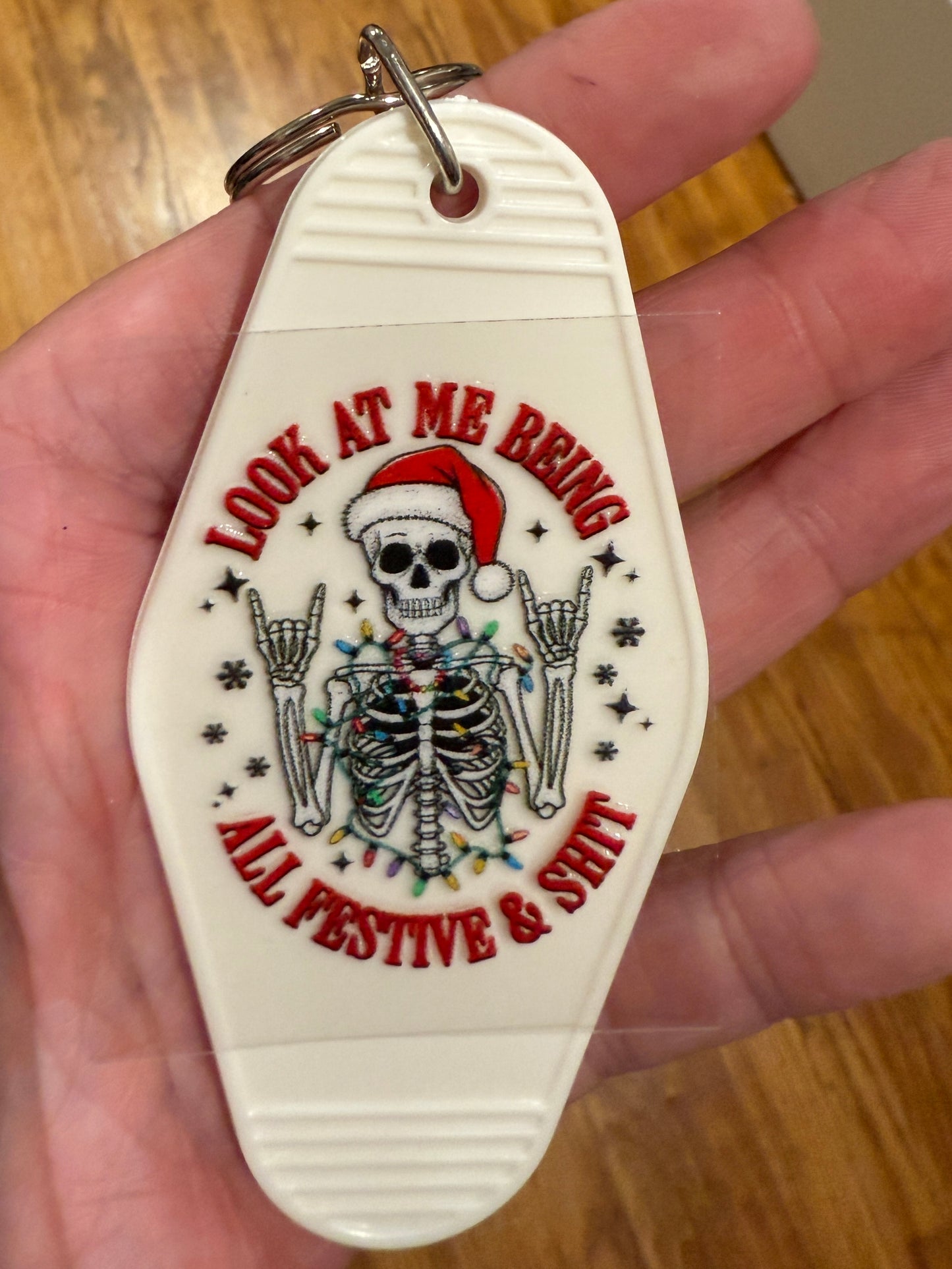 Keychain All Festive And Shit Skeleton UV DTF Decal