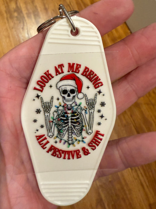 Keychain All Festive And Shit Skeleton UV DTF Decal