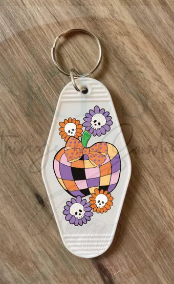 Keychain Retro Apple Pumkin Skulls UV DTF Decal