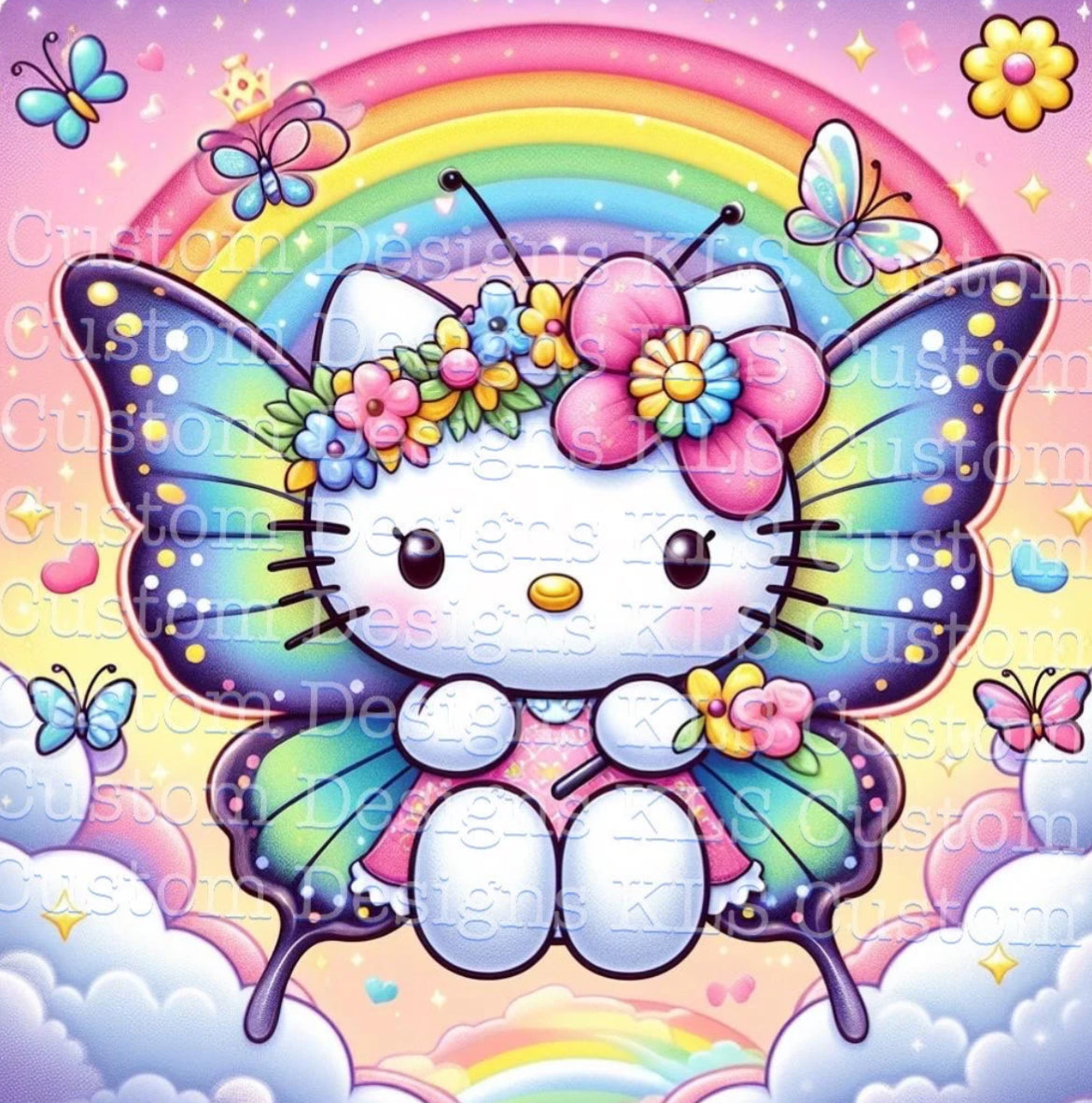 Rainbow Butterfly Kitty 20 Oz Skinny Permanent Vinyl