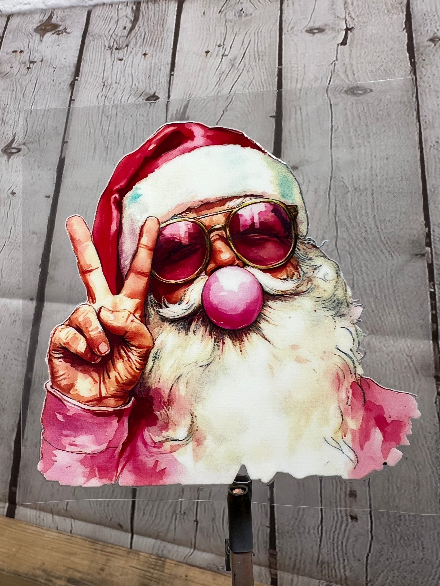18P Pink Santa Bubblegum 4” Tall Uv DTF Decal