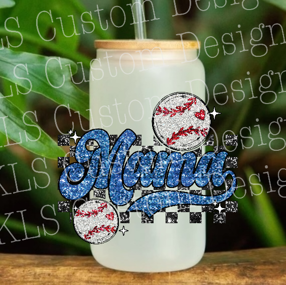 Faux Sparkle Baseball Mama 4” UV DTF Decal