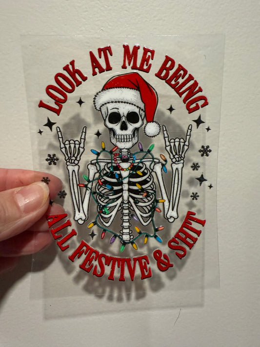 21G All Festive And Shit Skeleton 4” Tall Decal
