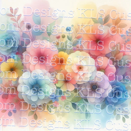 Pastel Watercolor Floral 20 Oz Skinny Permanent Vinyl