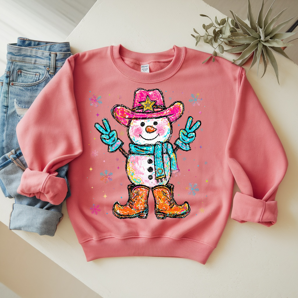Cowboy Snowman Ready To Press DTF Print