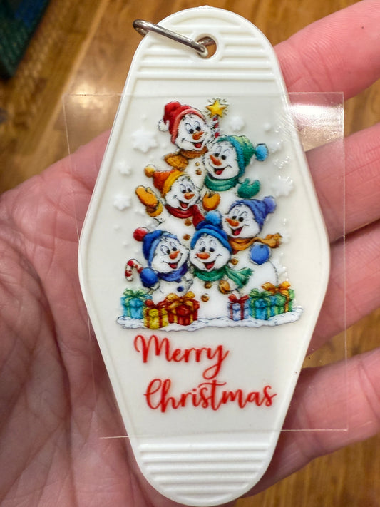 Keychain Merry Snowmen UV DTF Decal